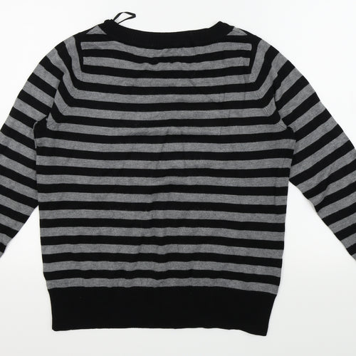 BHS Womens Black Striped  Basic T-Shirt Size 16