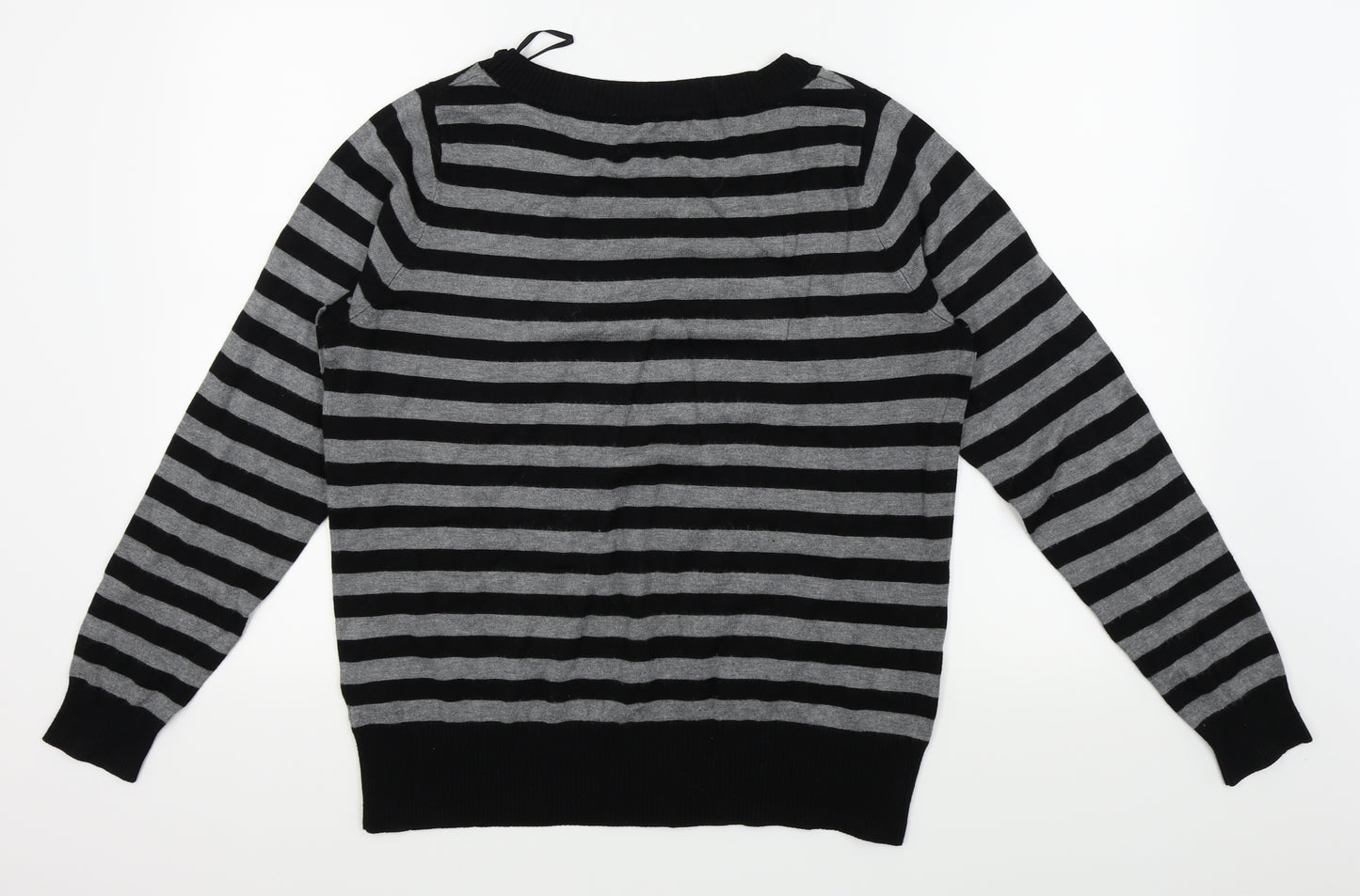 BHS Womens Black Striped  Basic T-Shirt Size 16
