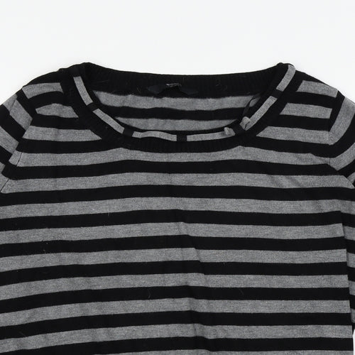 BHS Womens Black Striped  Basic T-Shirt Size 16