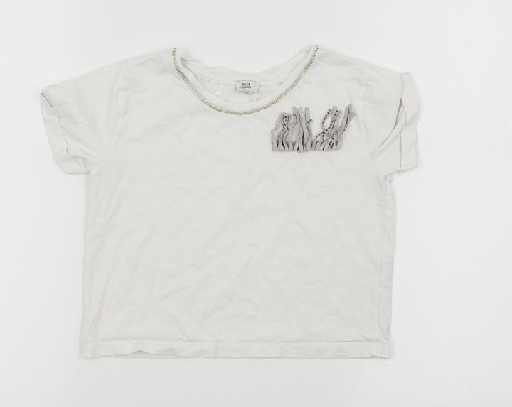 River Island Girls White   Basic T-Shirt Size 7-8 Years