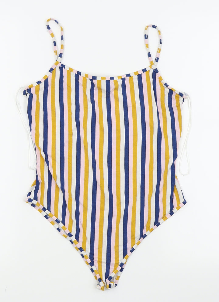 Primark Womens Multicoloured Striped Bodysuit One-Piece Size 12