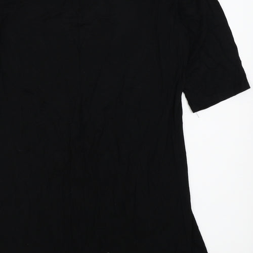 Preworn Womens Black Floral  Basic T-Shirt Size 14
