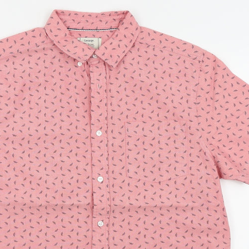 Asda George Mens Red Floral   Button-Up Size M