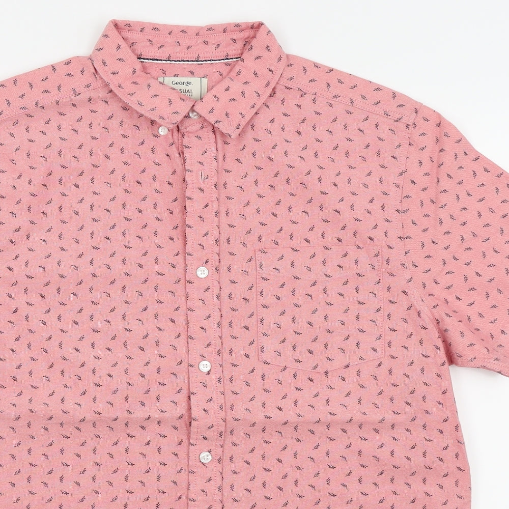 Asda George Mens Red Floral   Button-Up Size M