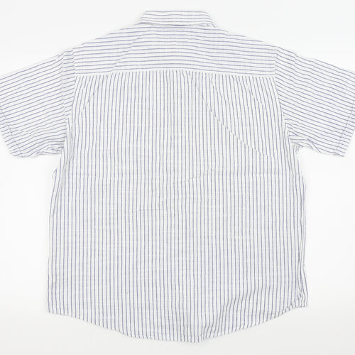 M&S Mens White Striped   Button-Up Size M