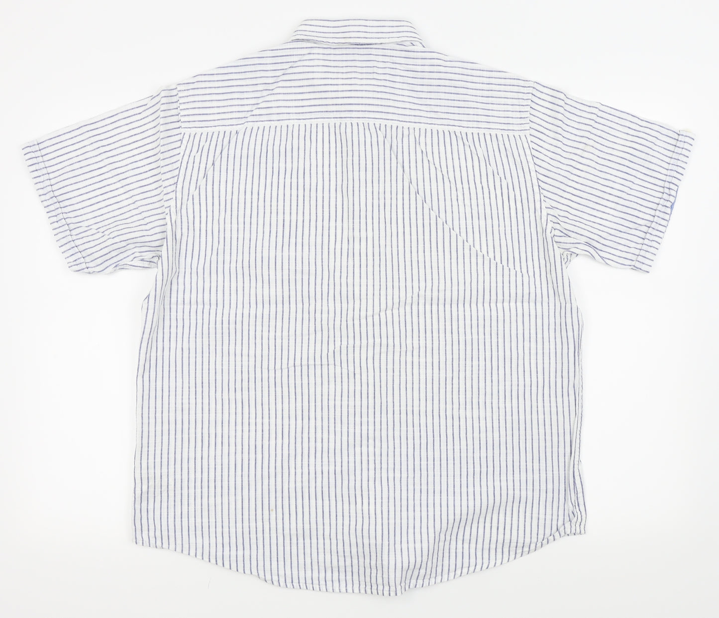 M&S Mens White Striped   Button-Up Size M