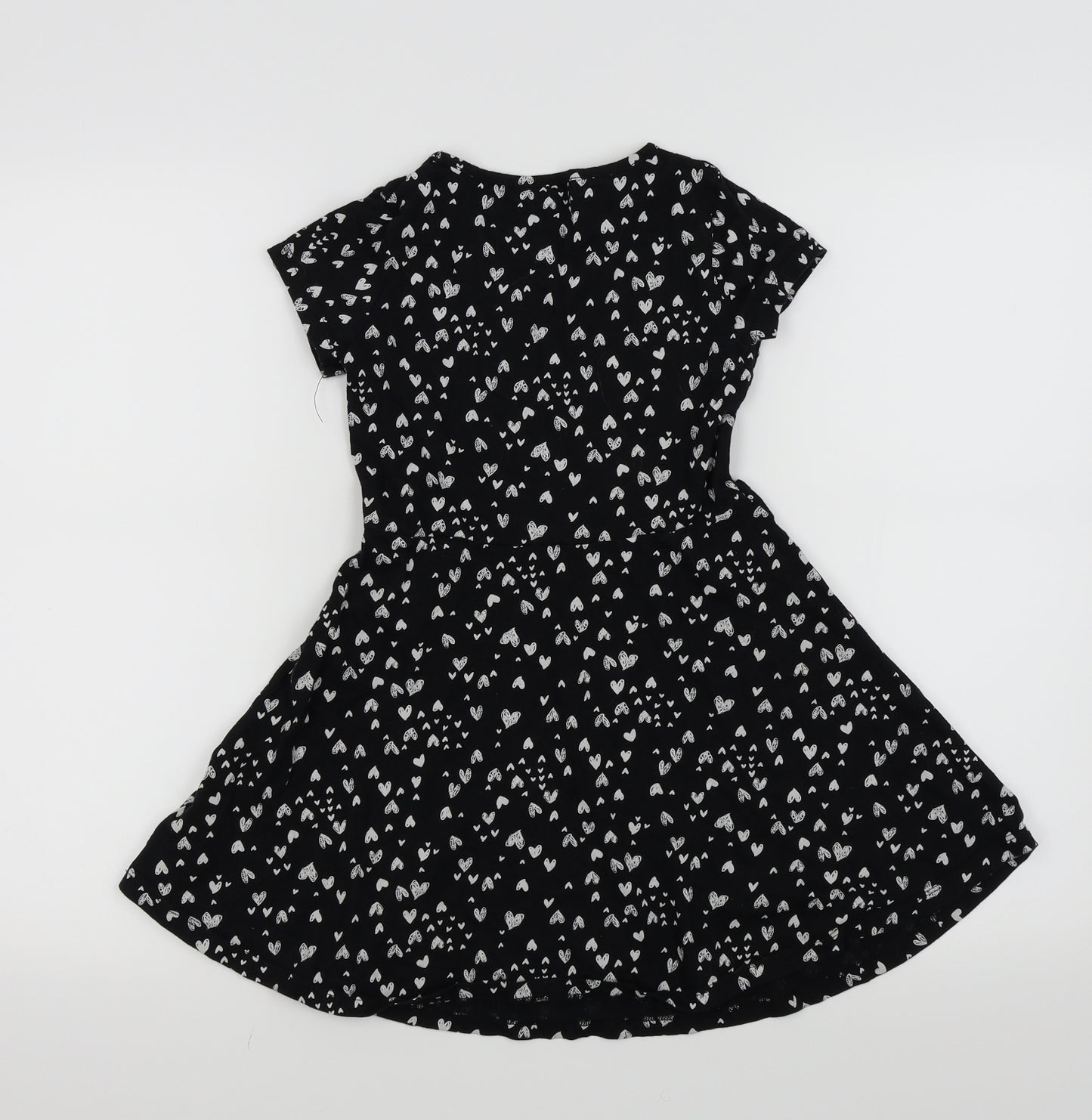 F&F Girls Black   Fit & Flare  Size 8-9 Years  - Heart Detail