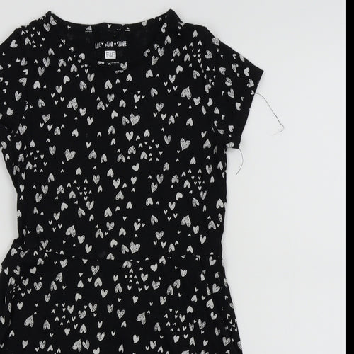 F&F Girls Black   Fit & Flare  Size 8-9 Years  - Heart Detail