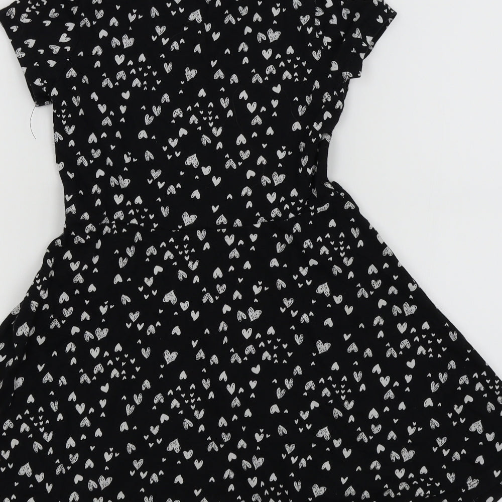 F&F Girls Black   Fit & Flare  Size 8-9 Years  - Heart Detail