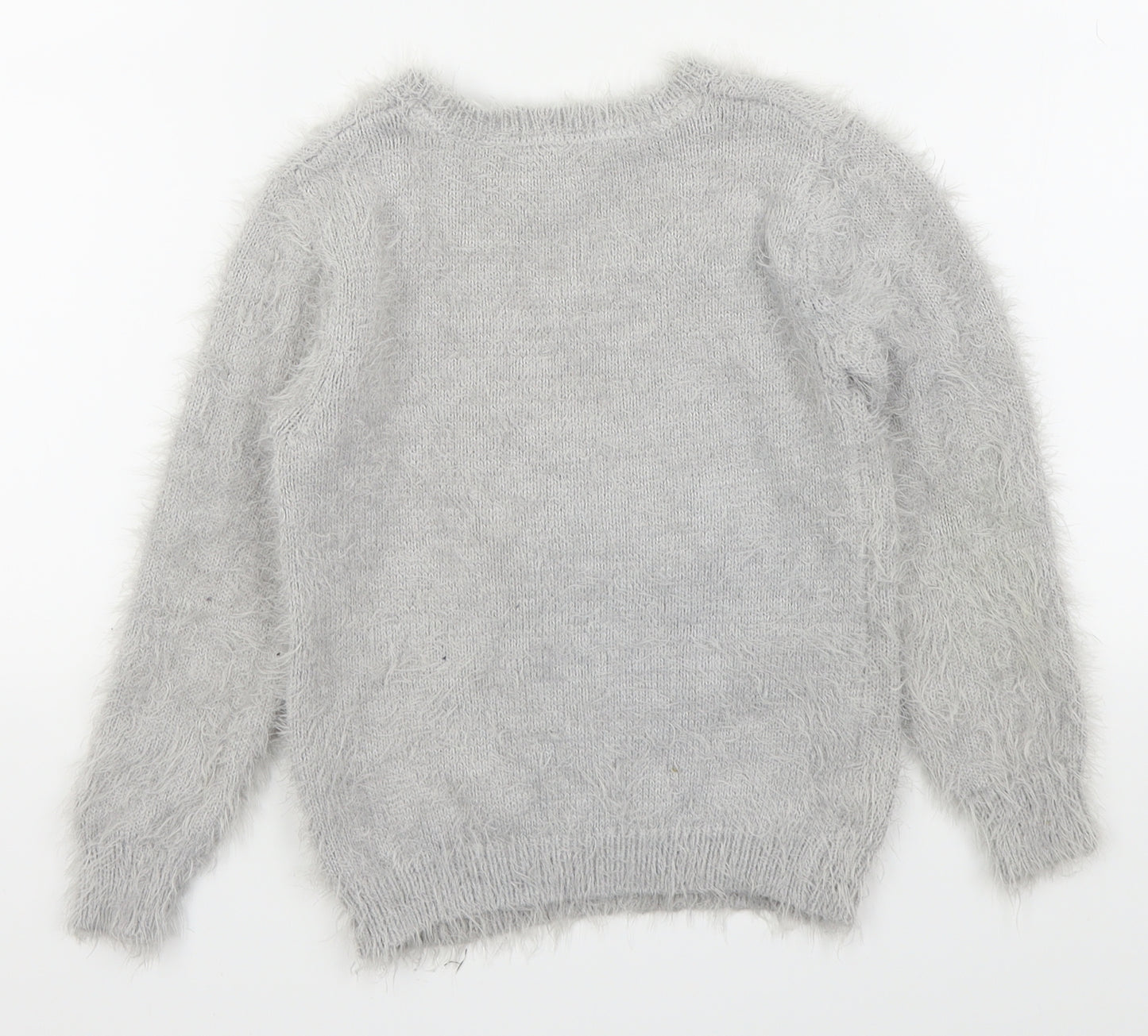 Primark Girls Grey   Pullover Jumper Size 8-9 Years  - unicorn