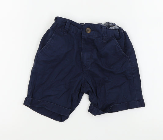 Front view of Asda George boys’ blue chino shorts, size 5-6, years