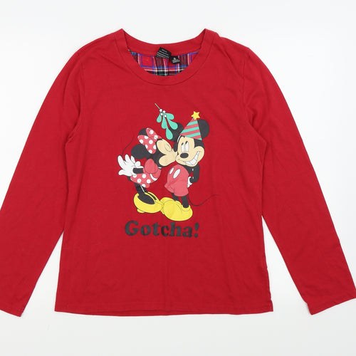 Primark Womens Red Solid  Top Pyjama Top Size 10  - disney