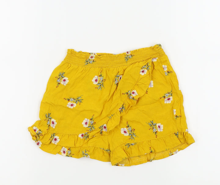 Primark Girls Yellow Floral  Hot Pants Shorts Size 6-7 Years