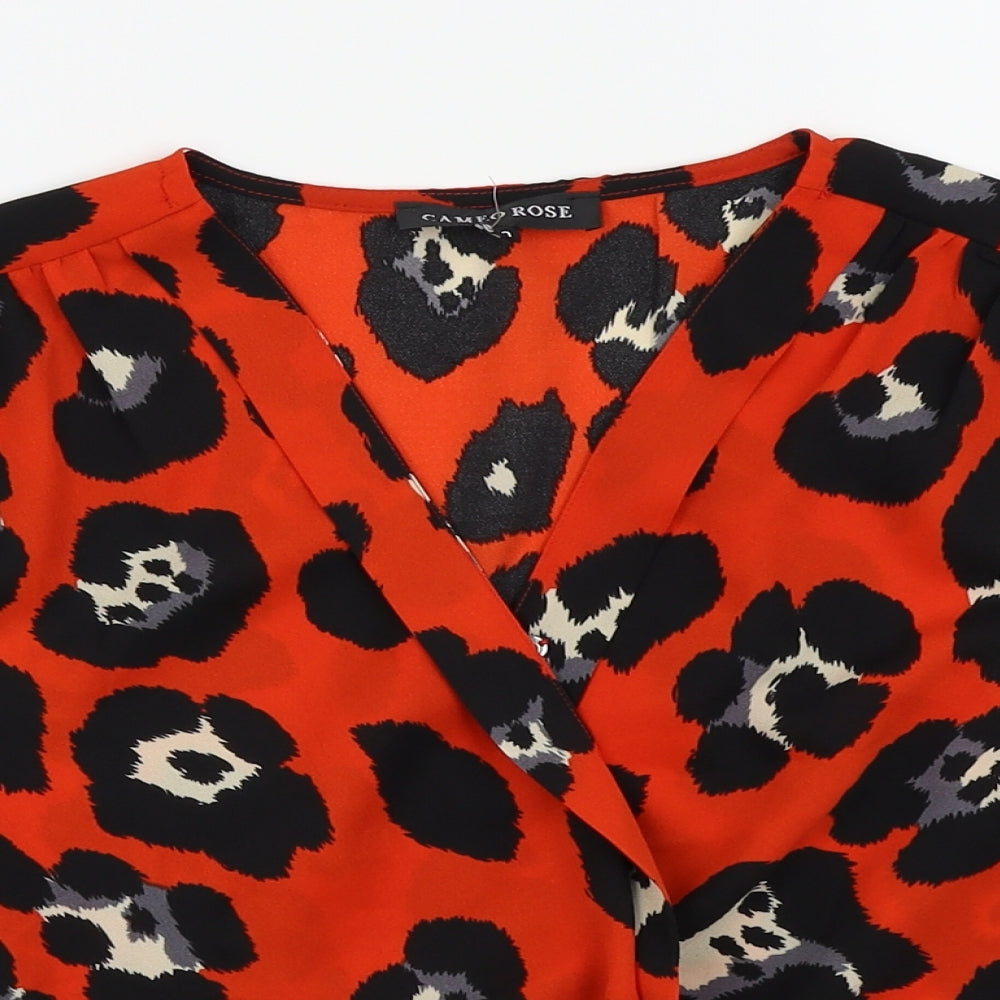 cameo rose Womens Red Animal Print  Basic T-Shirt Size 10