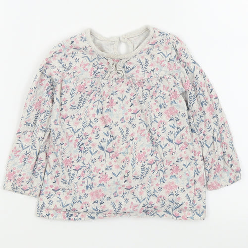 Asda George Girls White Floral  Basic T-Shirt Size 12-18 Months