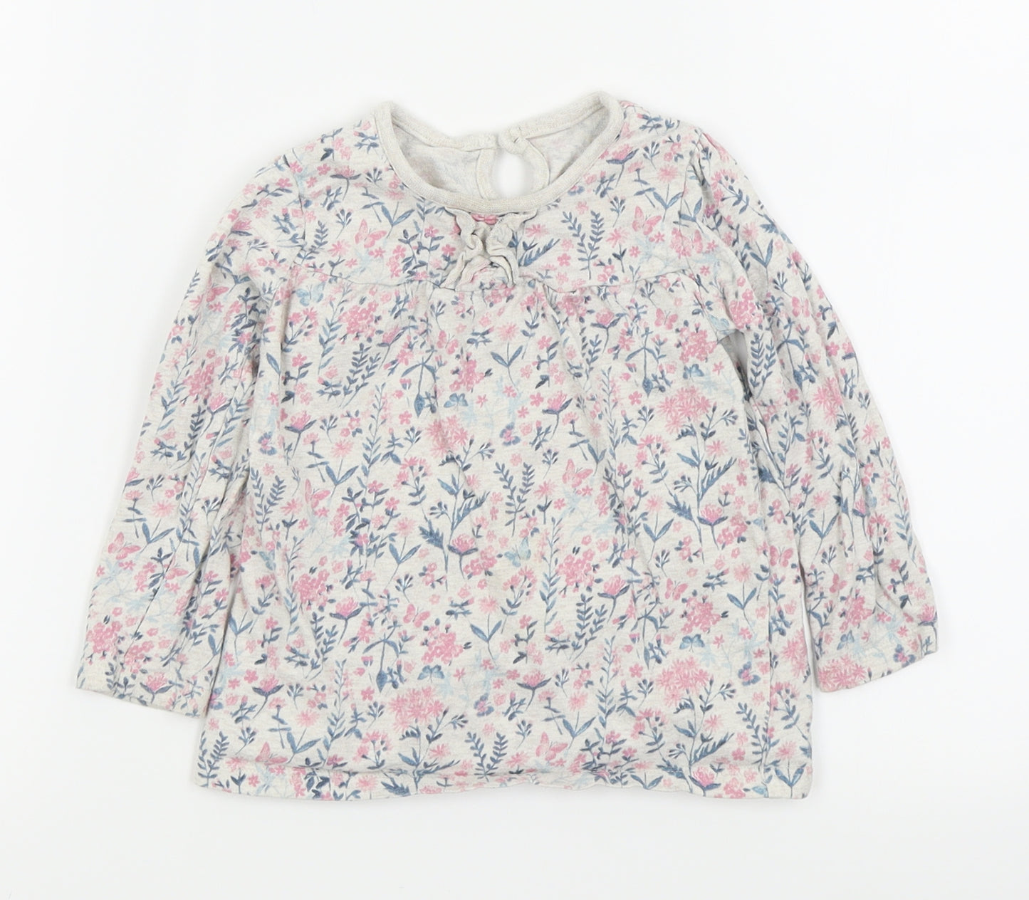 Asda George Girls White Floral  Basic T-Shirt Size 12-18 Months