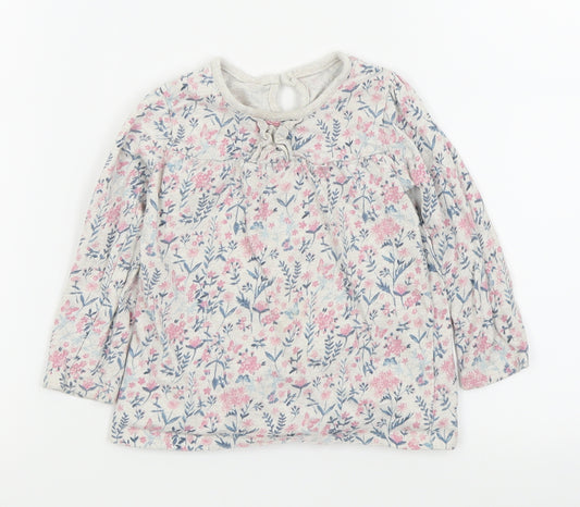 Front view of Asda George girls’ white floral basic t-shirt, size 12-18, months