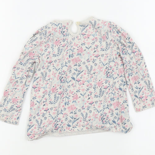 Asda George Girls White Floral  Basic T-Shirt Size 12-18 Months