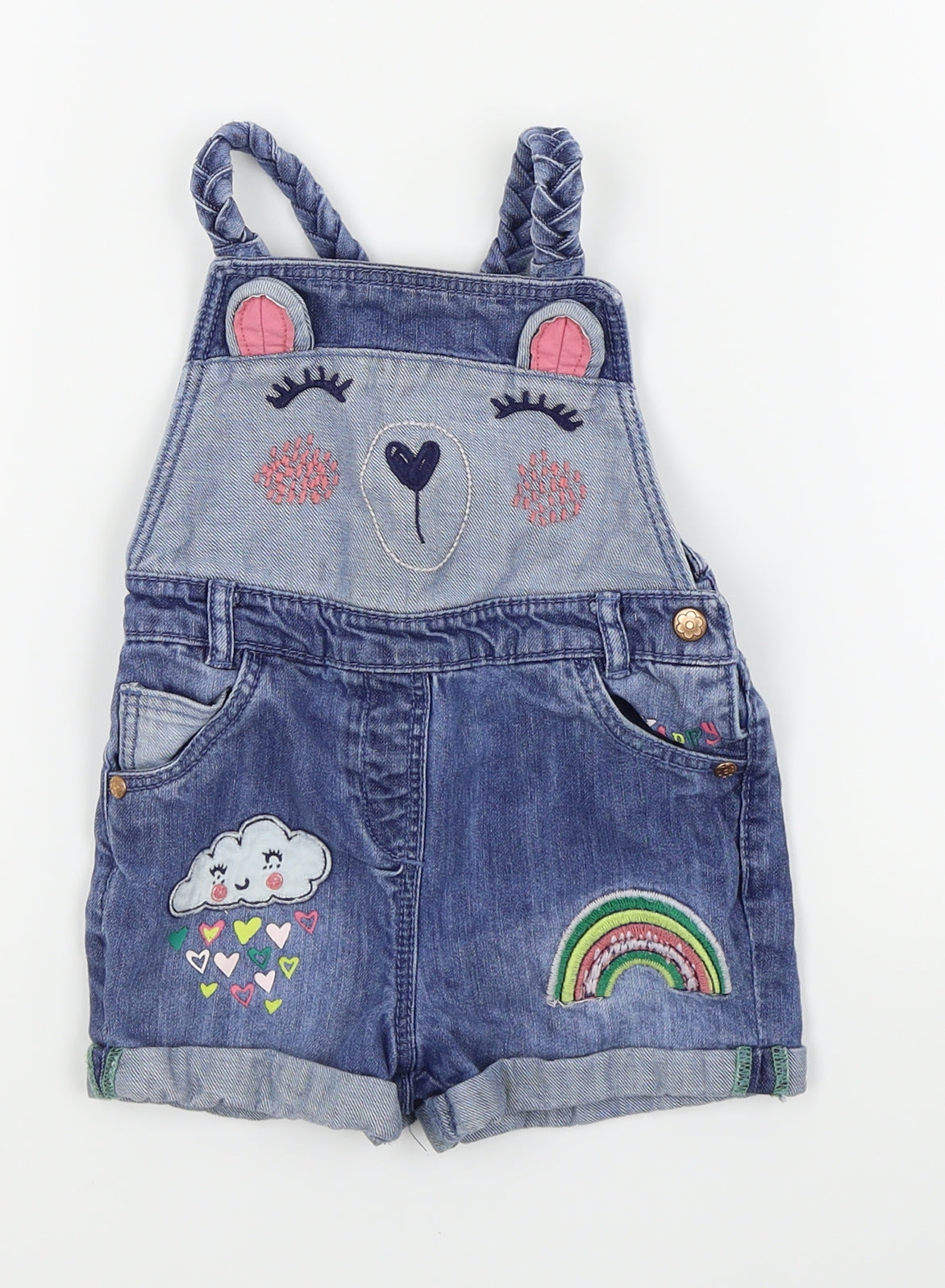 Asda George Girls Blue   Dungaree One-Piece Size 18-24 Months
