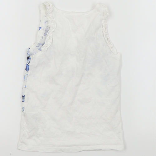 H&M Girls White   Basic Tank Size 6-7 Years  - Butterfly print