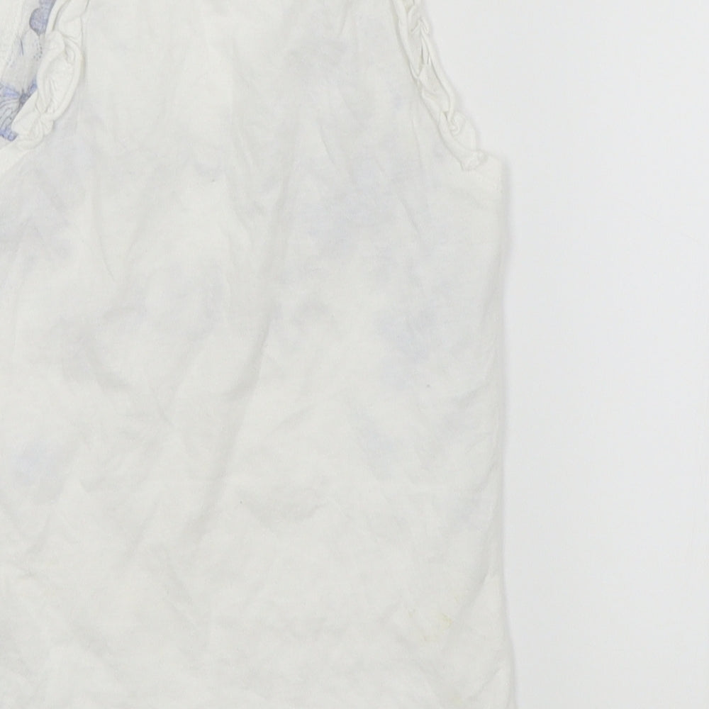 H&M Girls White   Basic Tank Size 6-7 Years  - Butterfly print