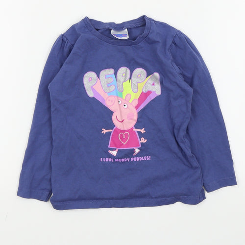 Asda George Girls Blue   Basic T-Shirt Size 18-24 Months  - peppa pig