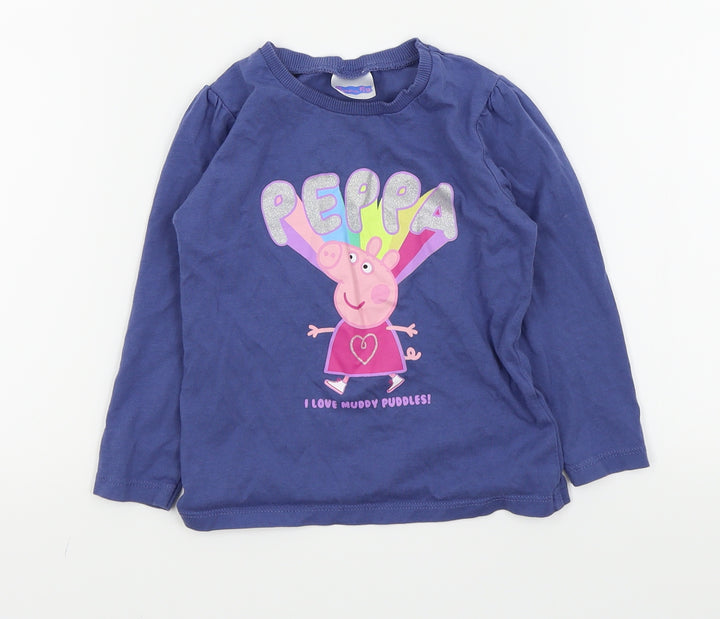 Asda George Girls Blue Basic T-Shirt Size 18-24 Months - peppa pig
