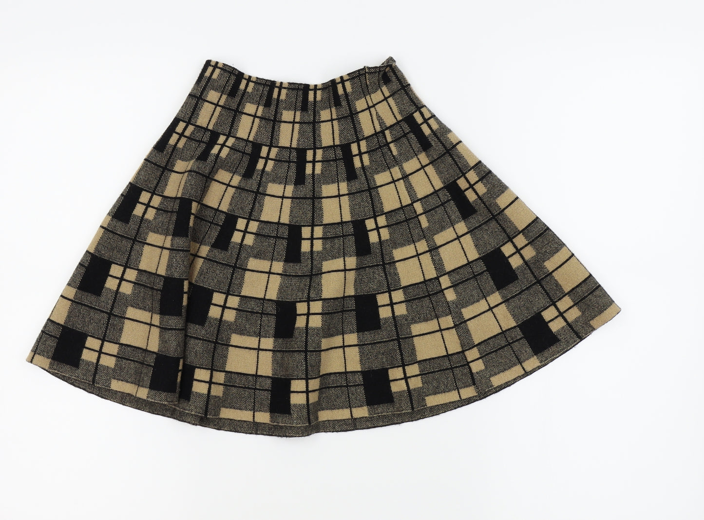Primark Womens Brown Check  Mini Skirt Size 10  - stretchy waist band