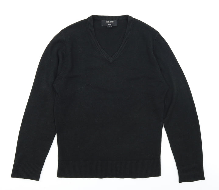 David Jones Mens Black Knit Pullover Jumper Size S