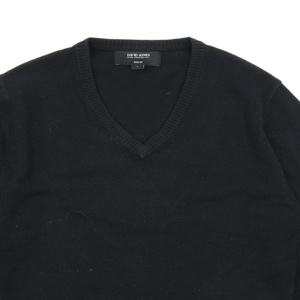 David Jones Mens Black  Knit Pullover Jumper Size S