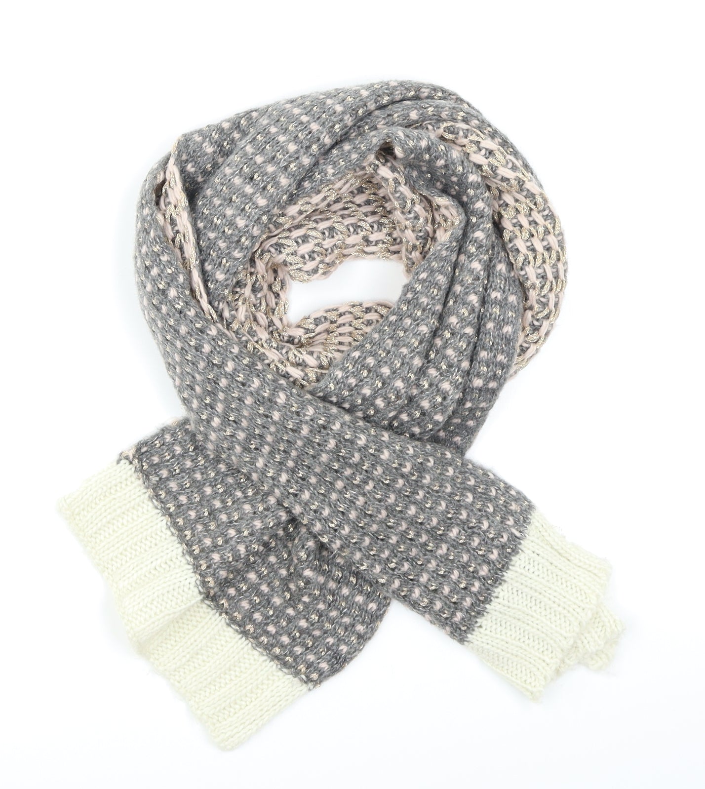Preworn Womens Grey Check Knit  Scarf