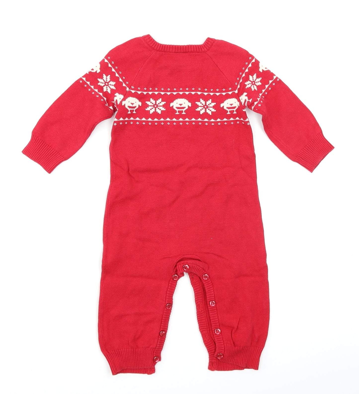 Mini Club Baby Red Fair Isle Knit Babygrow One-Piece Size 9-12 Months