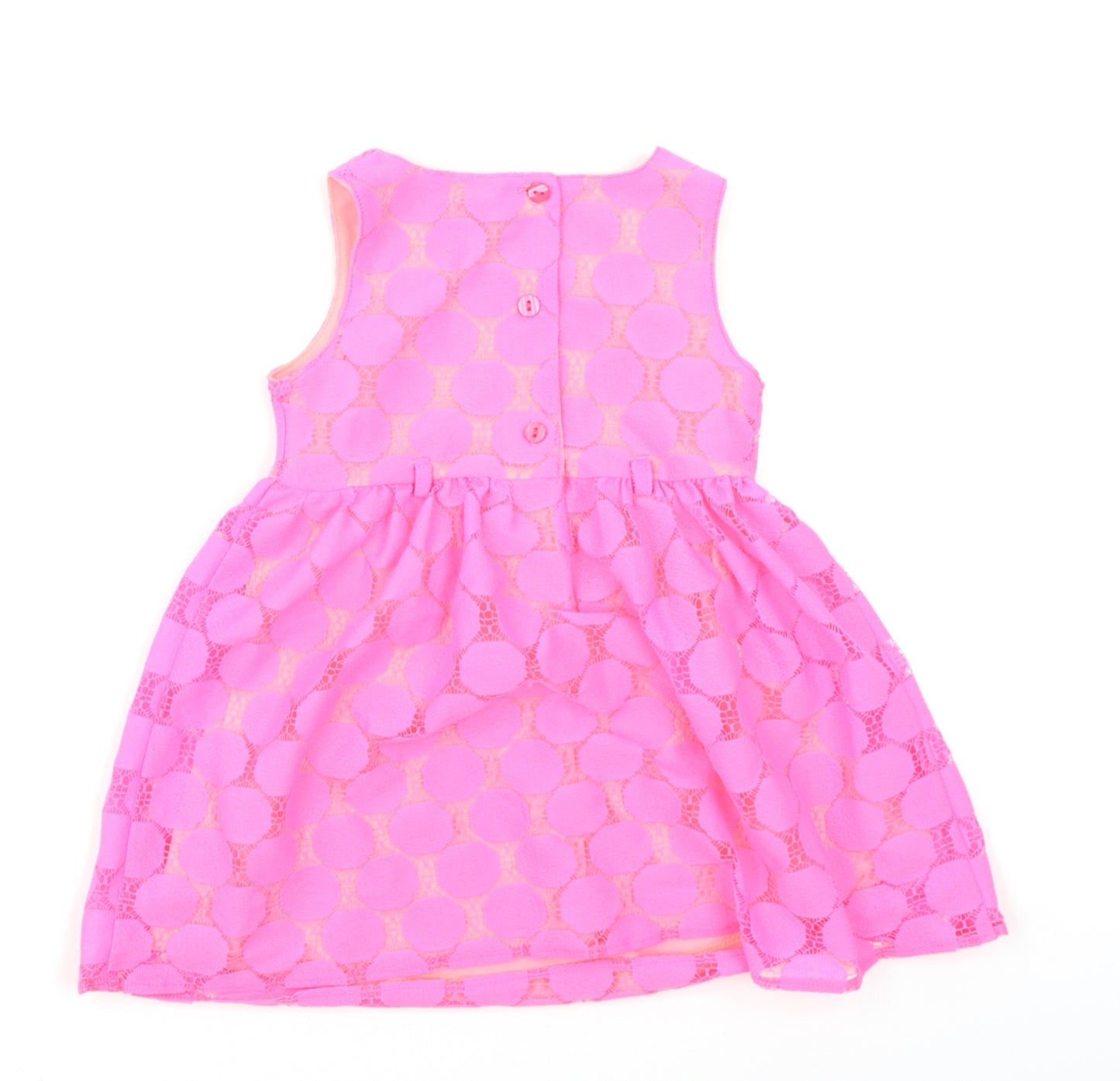 F&F Girls Pink Polka Dot  Skater Dress  Size 18-24 Months  - Neon