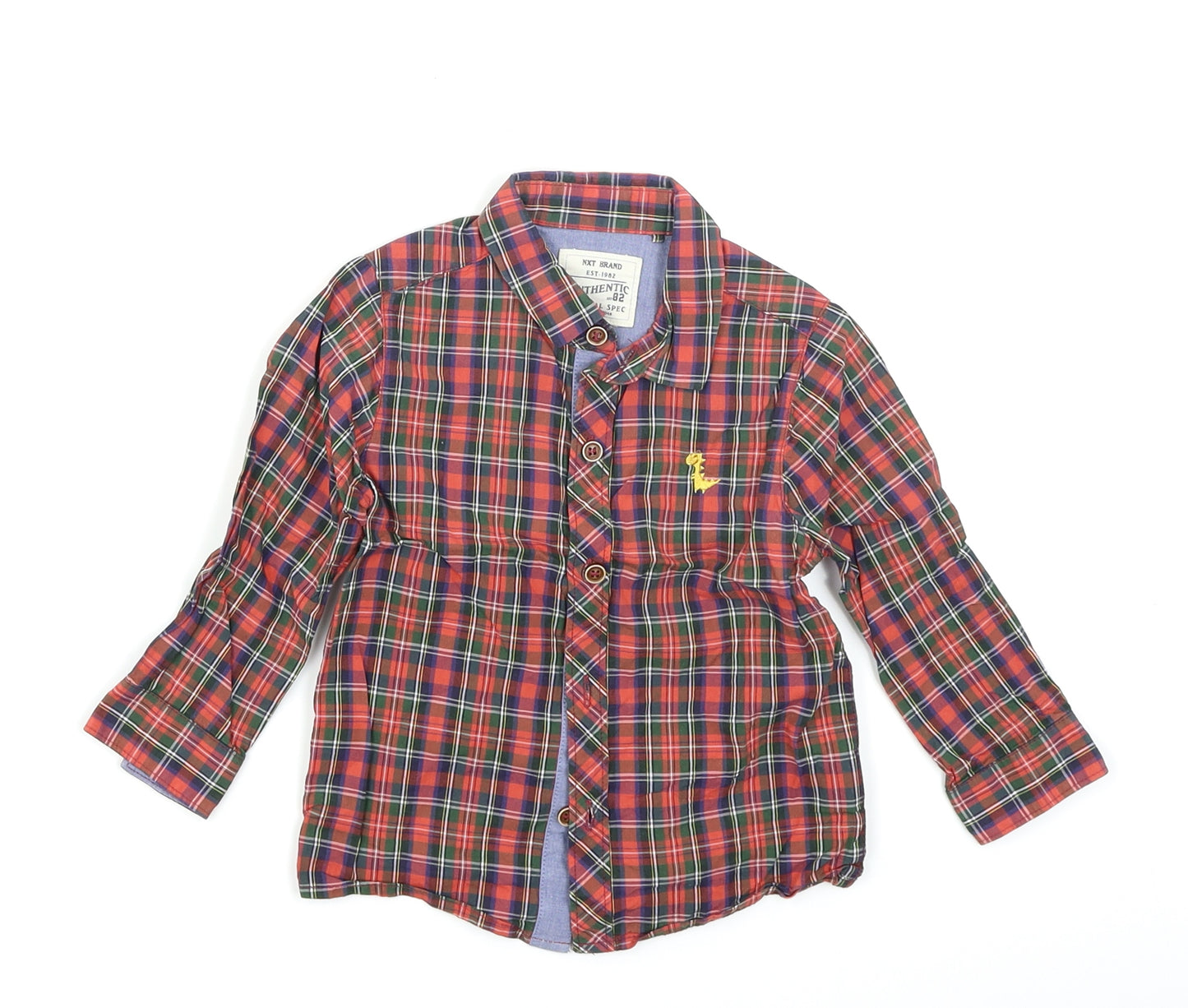 NEXT Boys Red Plaid  Basic Button-Up Size 12-18 Months