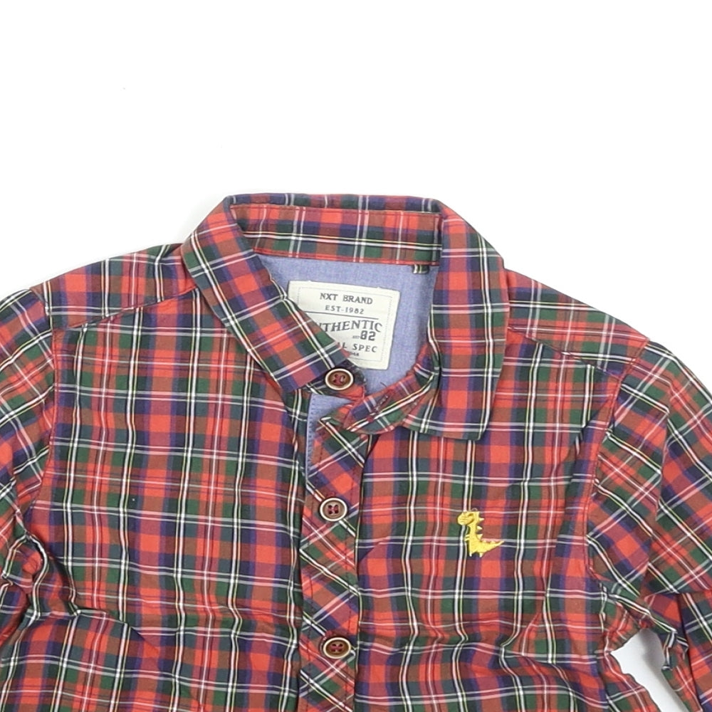 NEXT Boys Red Plaid  Basic Button-Up Size 12-18 Months