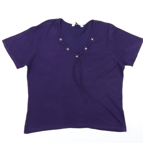 Happit Womens Purple   Basic T-Shirt Size 16