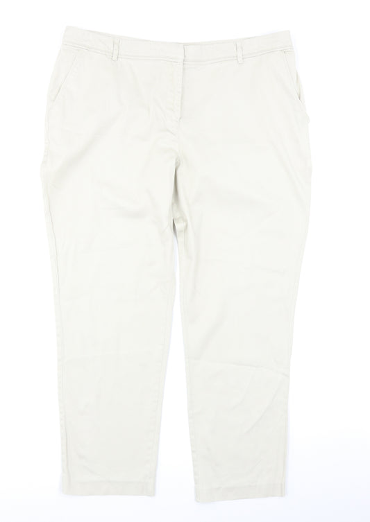 Front view of Papaya women’s beige trousers, size UK 16, 26-inch leg
