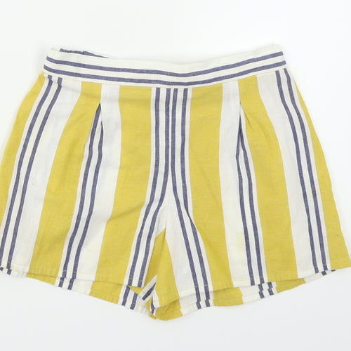 F&F Girls Yellow Striped  Mom Shorts Size 9-10 Years