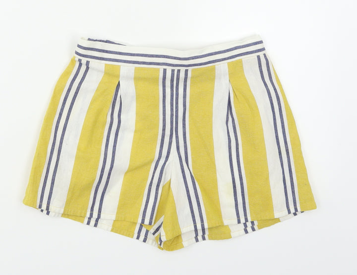 F&F Girls Yellow Striped Mom Shorts Size 9-10 Years