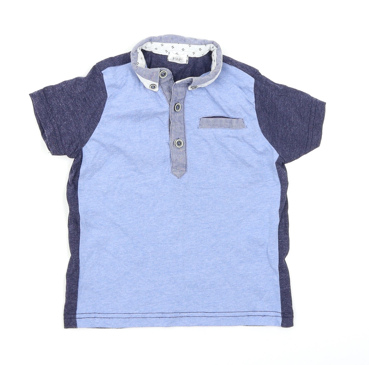 F&F Boys Blue Colourblock  Basic Polo Size 18-24 Months