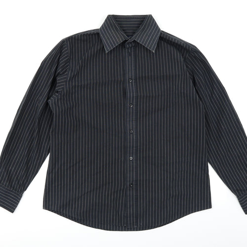 Taylor & Wright Mens Black Striped   Button-Up Size M