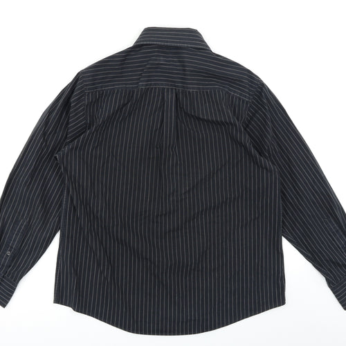 Taylor & Wright Mens Black Striped   Button-Up Size M