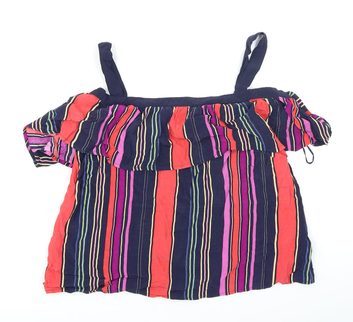 Monsoon Womens Blue Striped Basic Blouse Size 14