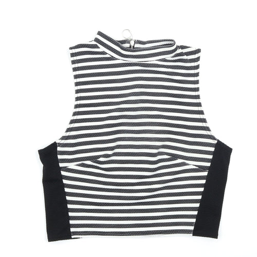 New Look Womens Black Striped  Cropped Tank Size 12