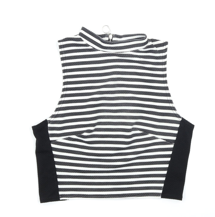 New Look Womens Black Striped Cropped Tank Size 12