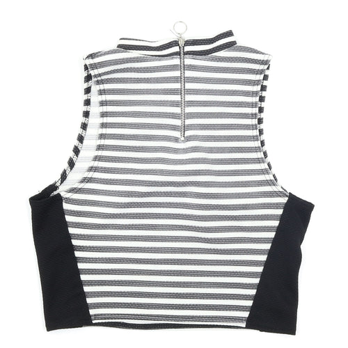 New Look Womens Black Striped  Cropped Tank Size 12
