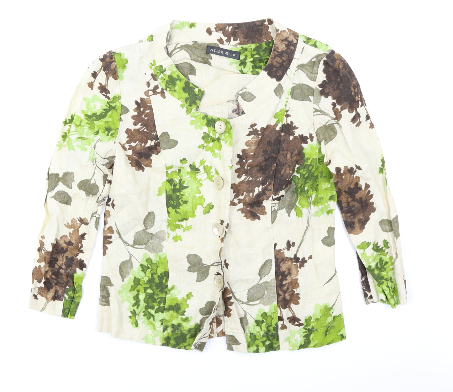 Alex & Co Womens Beige Floral  Jacket Blazer Size 10