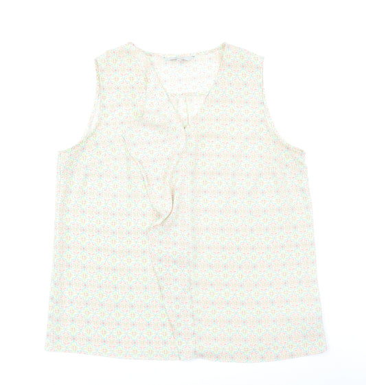 Front view of Next women’s ivory floral basic blouse, size UK 16