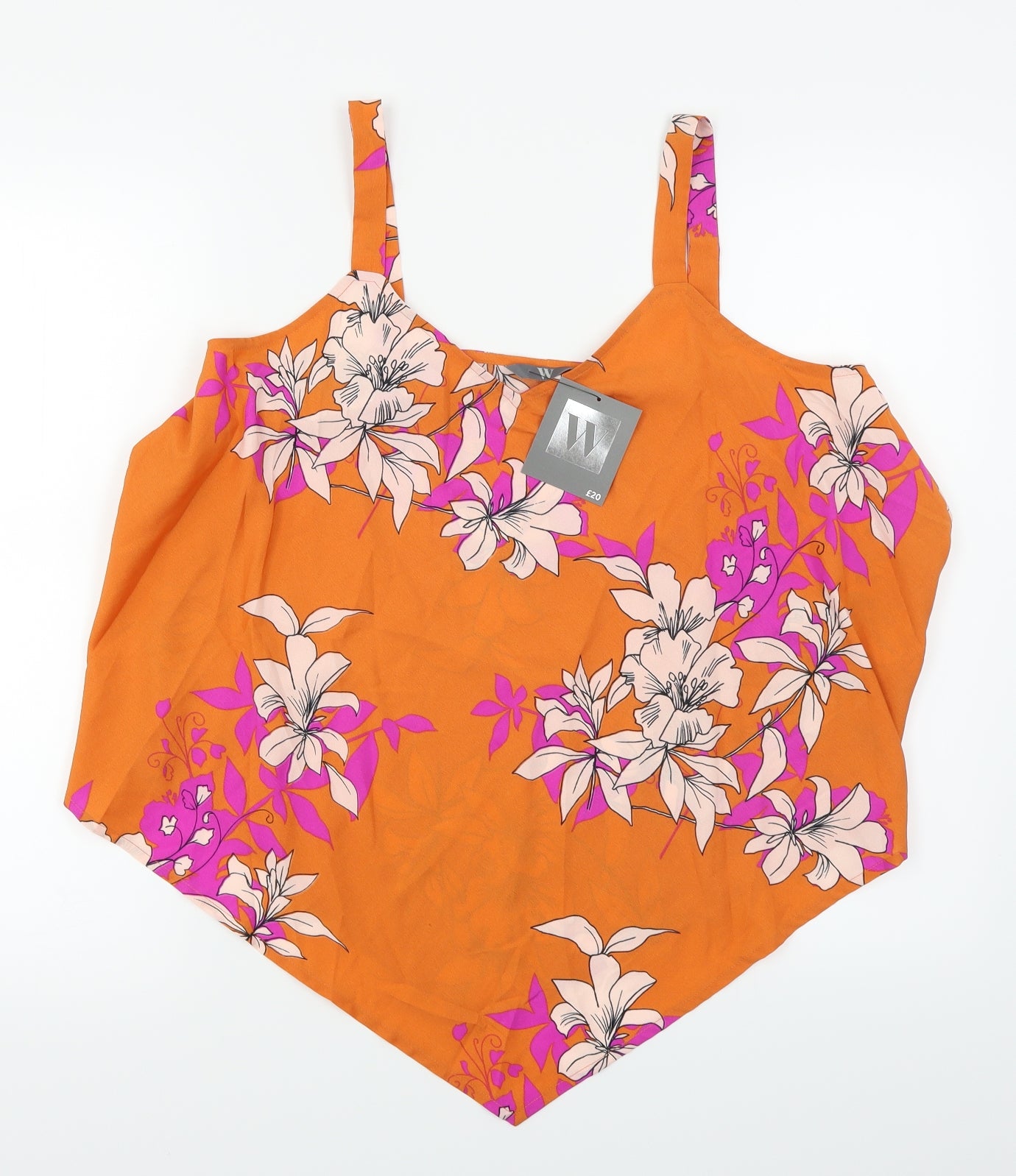 W Womens Orange Floral  Basic Blouse Size M