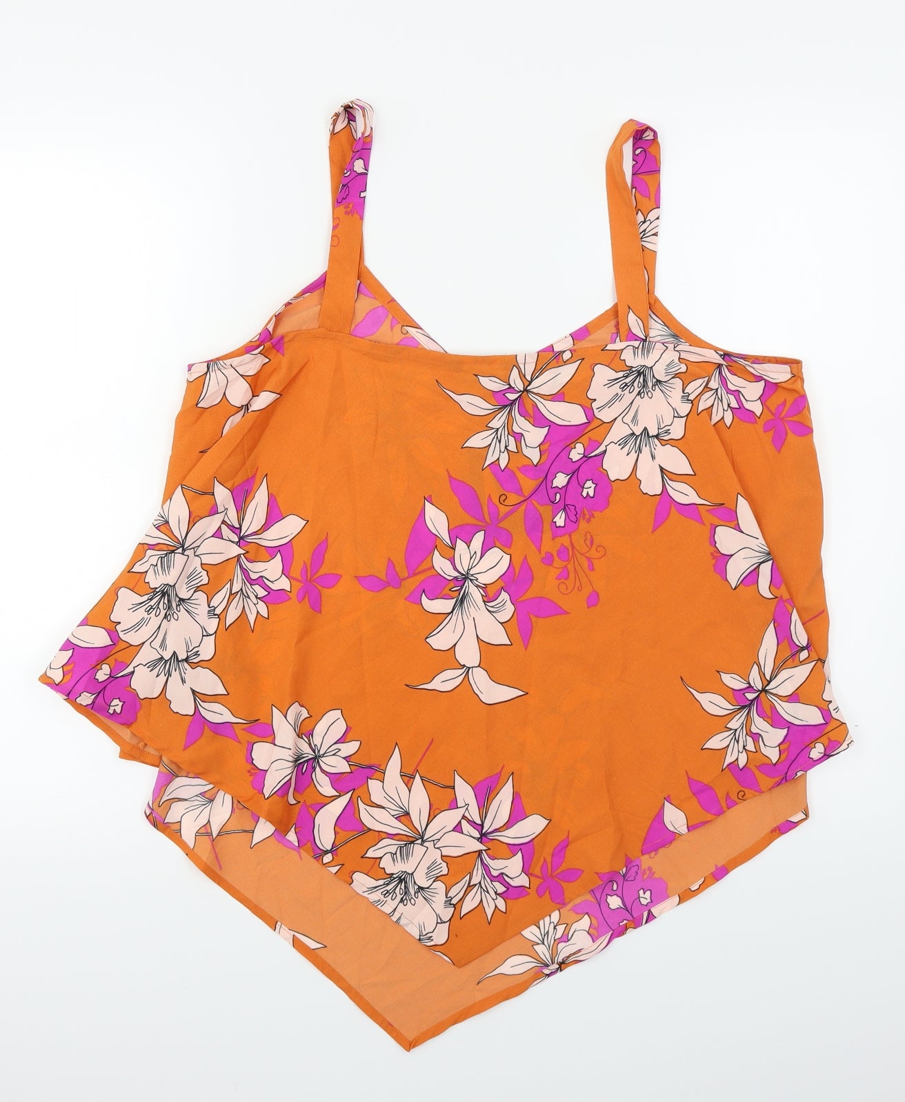 W Womens Orange Floral  Basic Blouse Size M